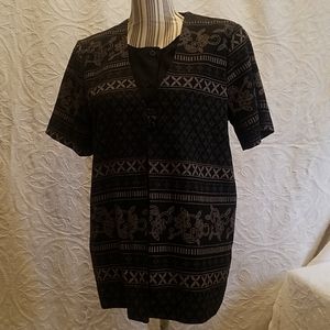 Alfred Dunner Black/Tan patterned top size 12P